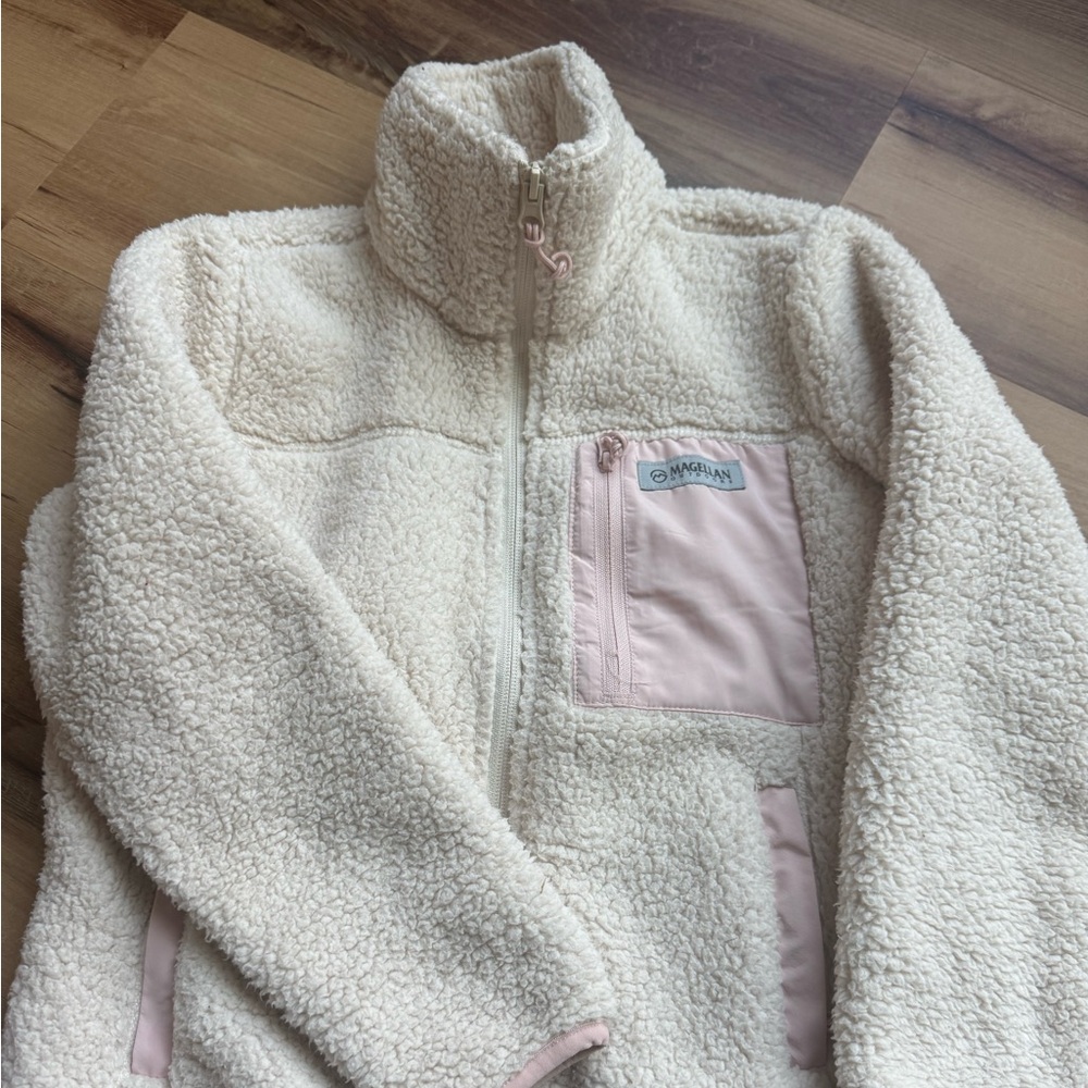 Magellan Outdoors Cream and Pink Sherpa Jacket
